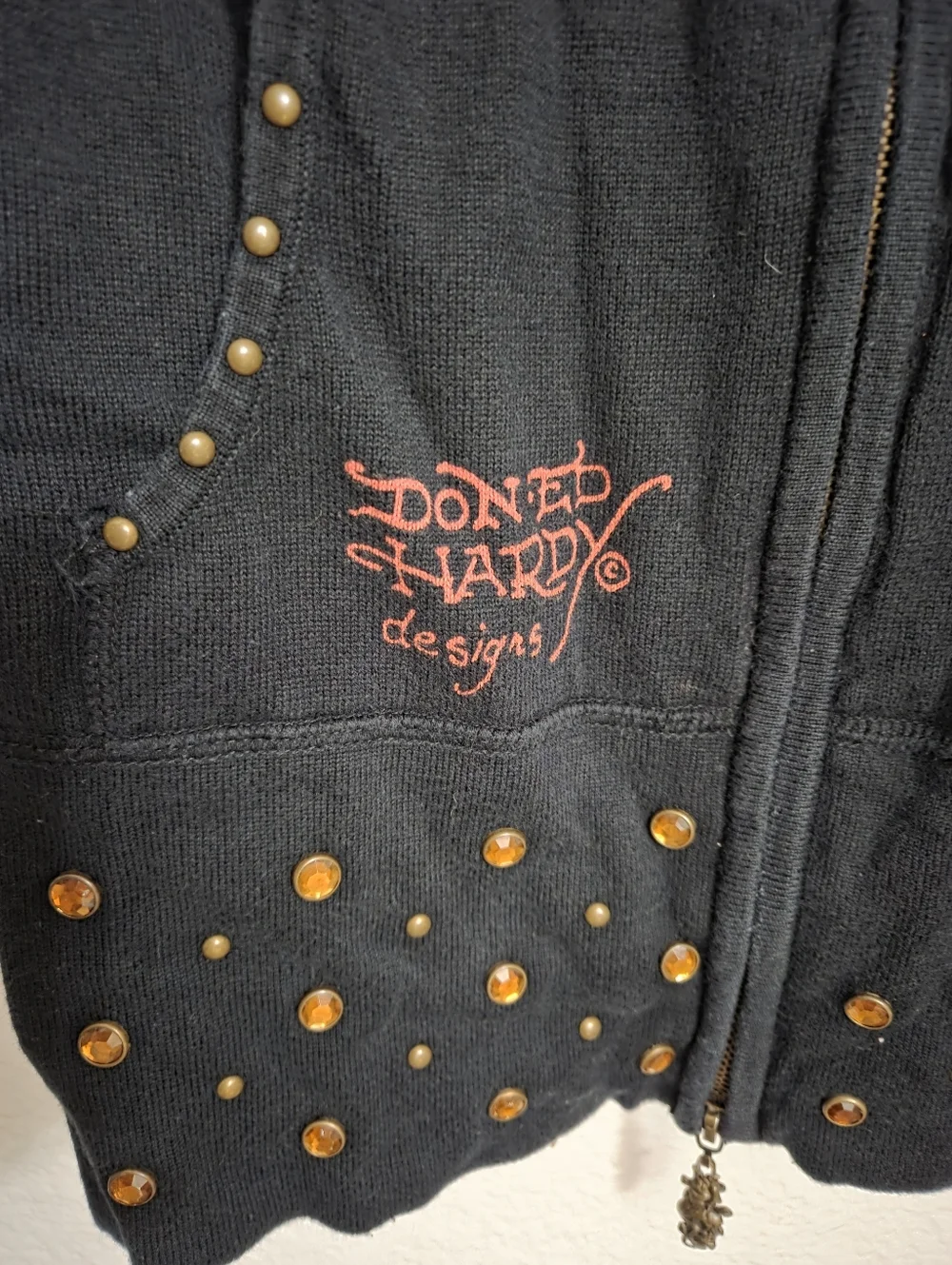Ed Hardy Christian Audigier True Love Sweater Women's Size Xsmall Zip Up Y2K - Picture 5 of 15